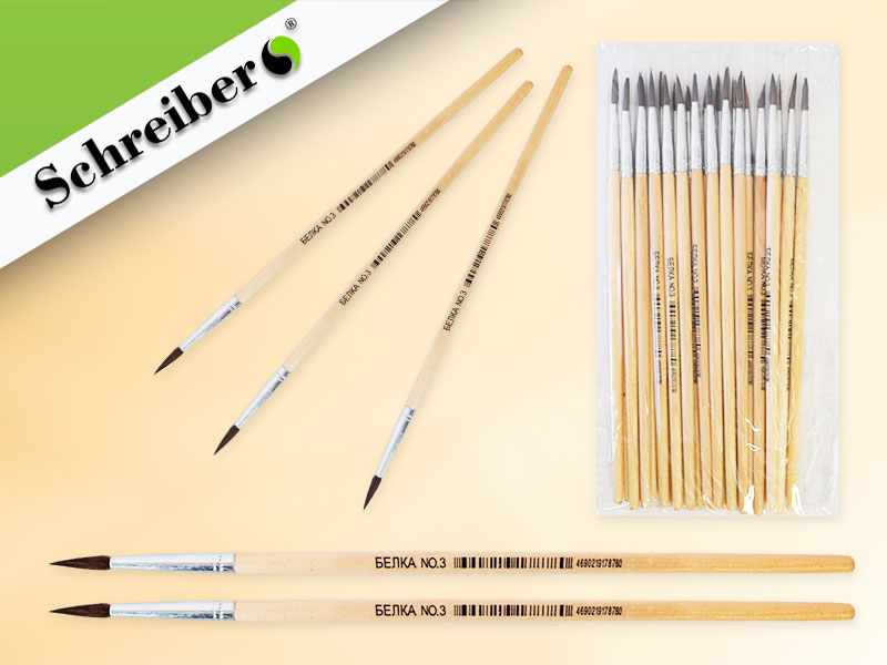 Кисть д/рисования №3 белка (уп.25)