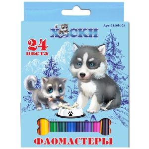Фломастеры 24цв. JO Хаски 6816H-24, вент.колп, картон