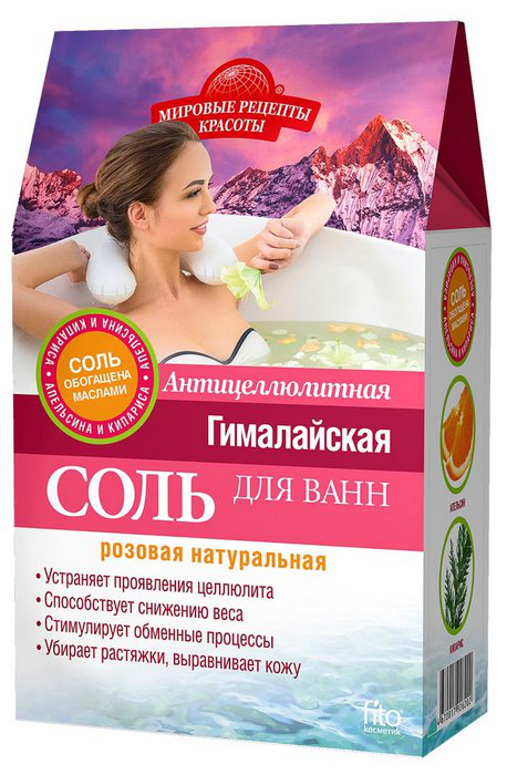 Соль для ванн fito 500г. Гималайская розовая Антицеллюлитная 6130