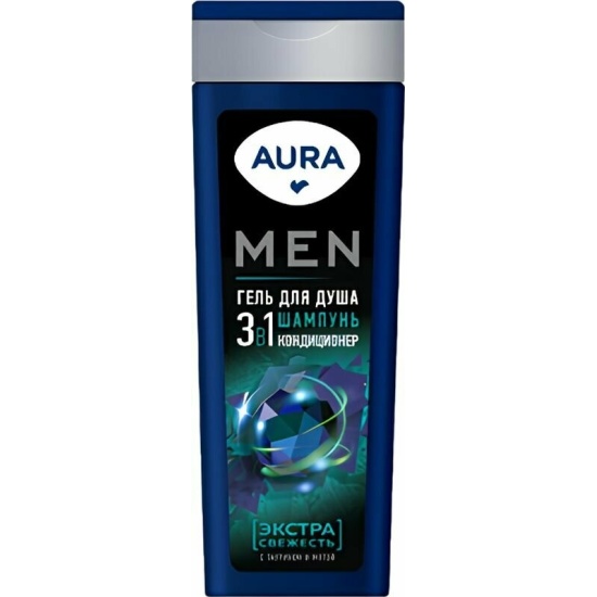 Гель для душа AURA 380мл. 3в1 Экстра Свежесть