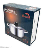 Кастрюля 4л. Нерж.д/всех плит стекл. крышка. 260202