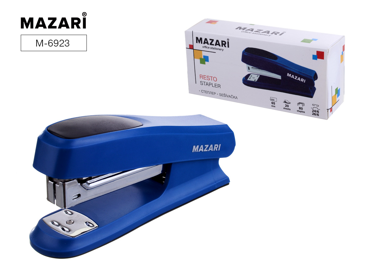 Степлер №24/6-26/6 Mazari Resto 20л. синий