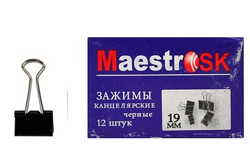 Зажим канц. 19mm MaestroSK 12шт.