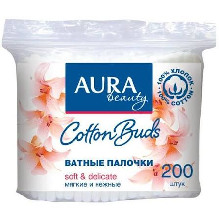 Ватные палочки AURA 100шт. ПАКЕТ (120)