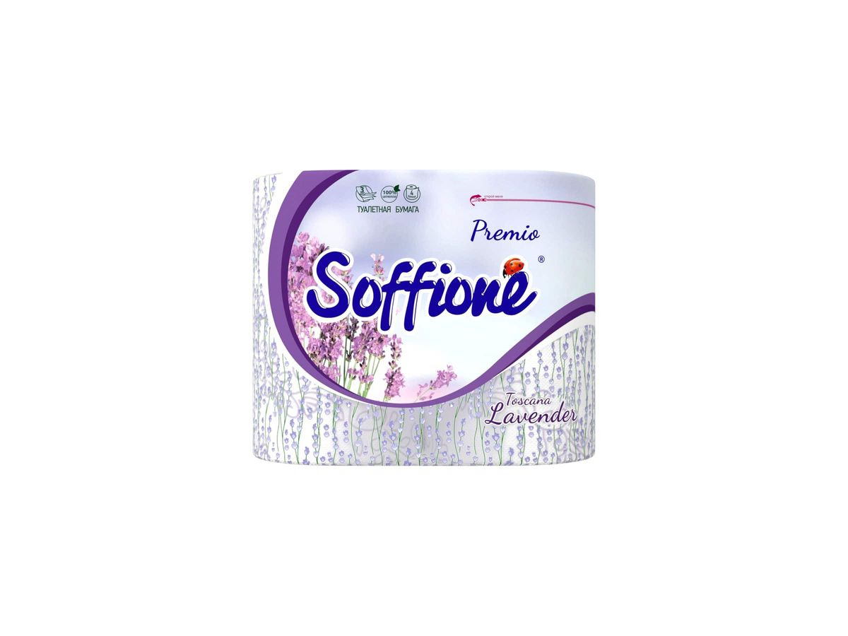 Туалетная бумага Soffione 3сл. 4рул. Премиум Тоскана Лаванда (16)