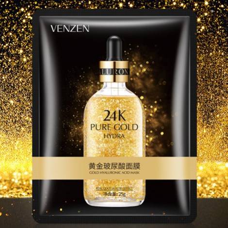 Маска д/лица VENZEN 24K Gold с гиалуроновой кислотой ультрапитательная тканевая