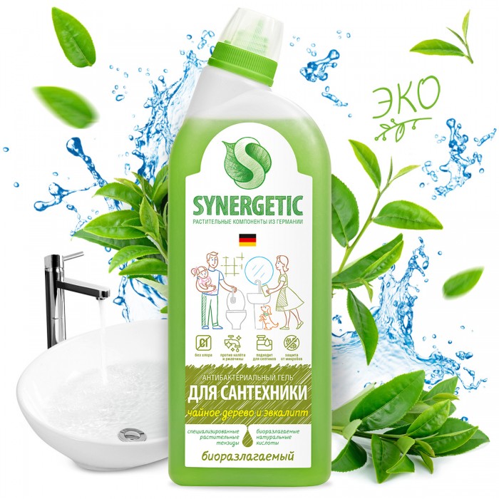 Ср-во Synergetic 700мл. Для мытья сантехники Зеленая сила