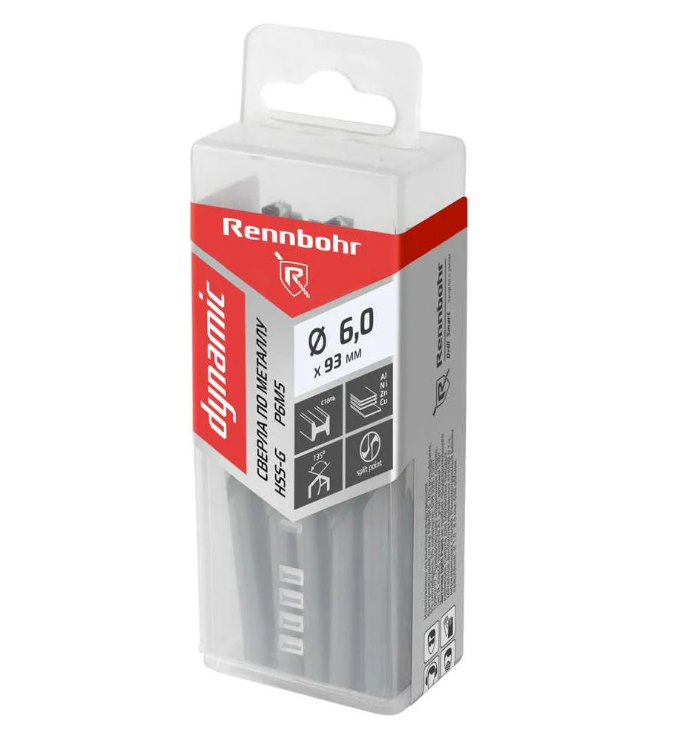 Сверло по металлу 6,0*57/93мм Rennbohr Dynamic HSS-G (уп.20)