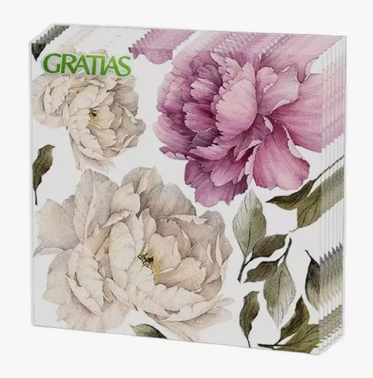 Салфетки бумажные 20л 3 слоя 33*33 Gratias Пионы вечер (16)