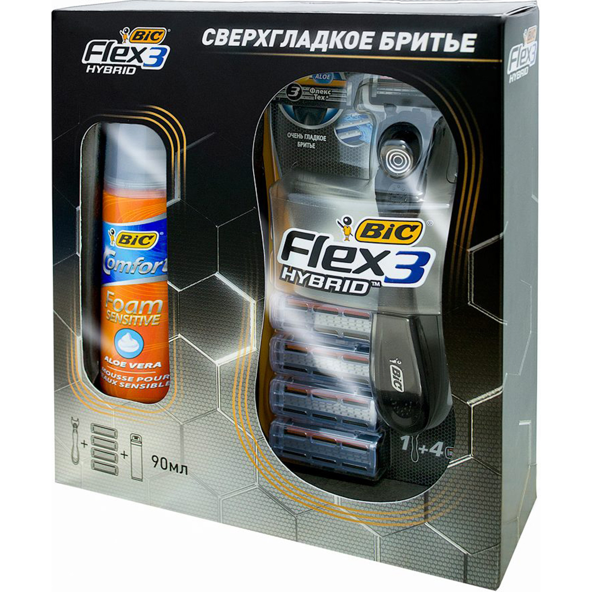 ПН/МУЖ. BIC (станок 4 кассеты+ пена для бритья 90мл.)