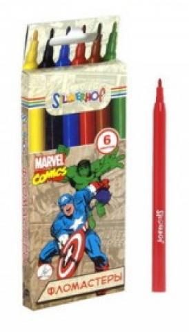 Фломастеры 6цв. Silwerhof MARVEL COMICS, вент.колп, полипр.корпус