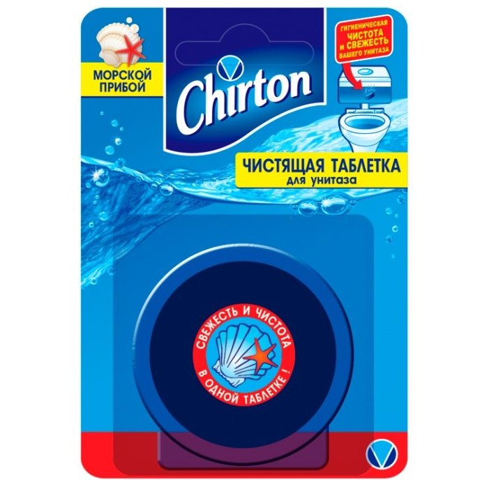Освежитель для унитаза Chirton 50г. Таблетка чистящая Морской прибой