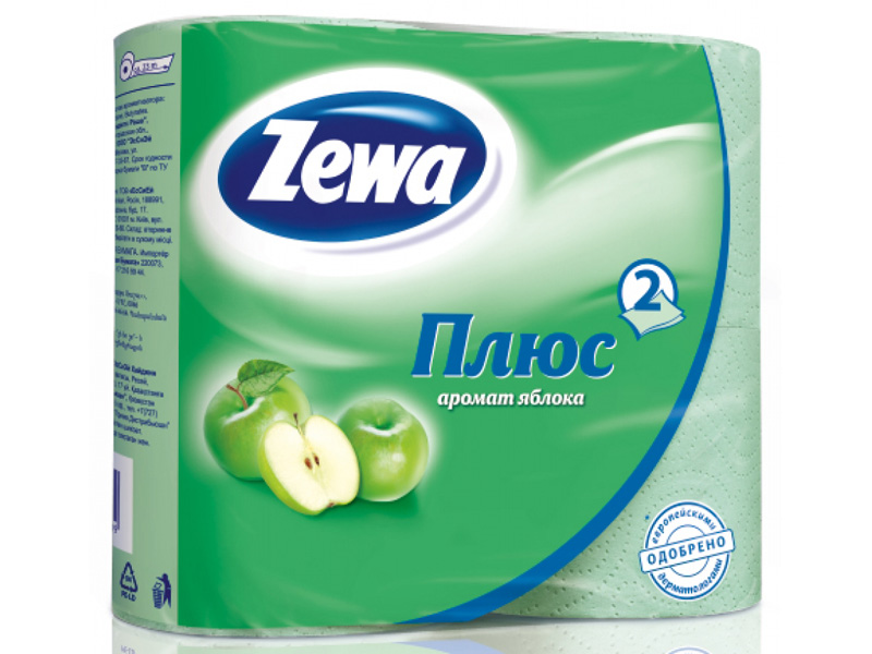 Туалетная бумага Zewa Плюс 2сл. 4рул. Яблоко (24)