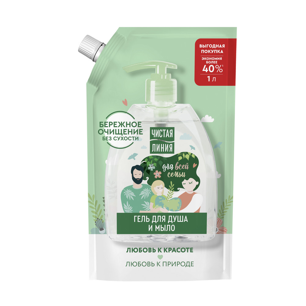 Гель для душа Чистая линия 600мл. Березовый д/всей семьи