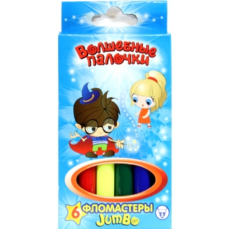 Фломастеры 6цв. Jumbo "Волш. палочки" толс.