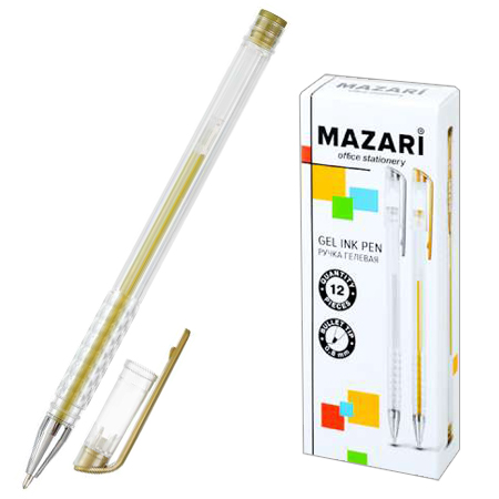 Ручка гел. золотая Mazari AUTUMN 0.8мм. (уп.24)