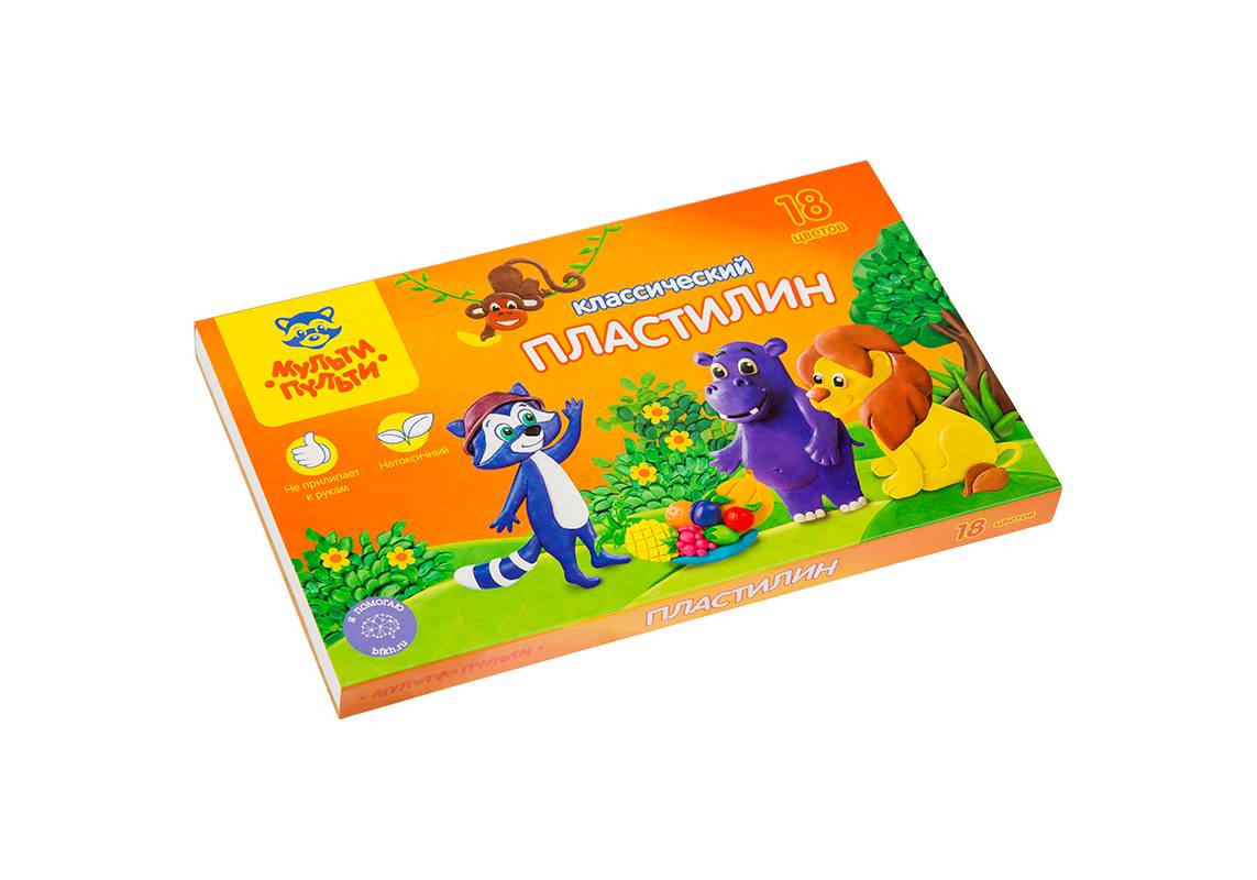 Пластилин 18цв. Мульти-Пульти 360гр. Приключения Енота
