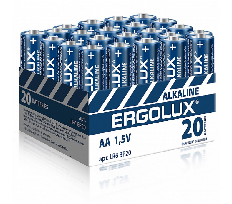 Батарейки "Ergolux" (уп.20) пальч. Alkaline