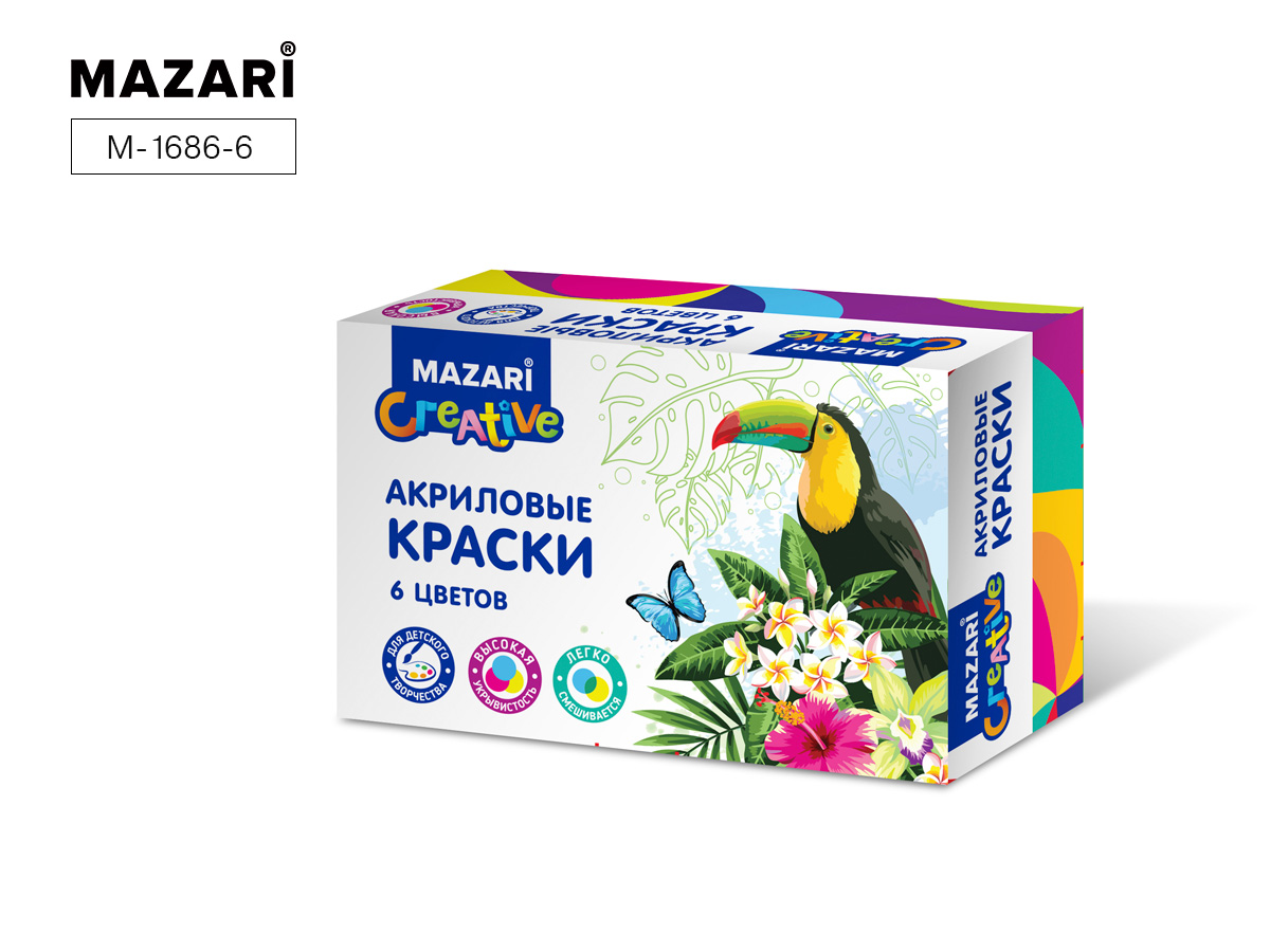 Краски акриловые 6цв. Mazari 20мл.