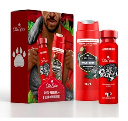 ПН/МУЖ. Old Spice Волфторн (дез.спрей 150мл + гель 250мл.)