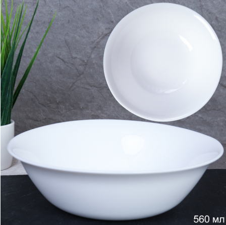 Тарелка керам. 16,5см. 560мл. суповая Глэйд / YGW-65 (white)/FLPW65 (уп.6)