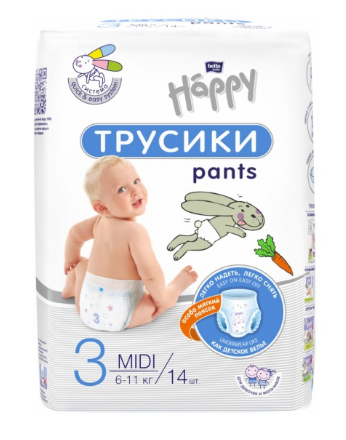 Подгузн.-трусики Bella Baby Happy --3-- 14шт. midi (16)