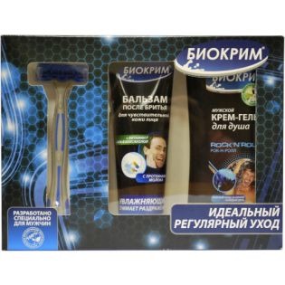 ПН/МУЖ. Биокрим Идеальный регулярный уход (станок+ гель д/д+бальзам п/бритья) 00356