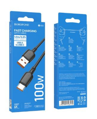 Кабель USB Type-C 1м 6А черный BX93 Borofone