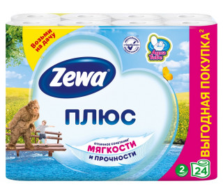 Туалетная бумага Zewa Плюс 2сл. 24рул. Белая