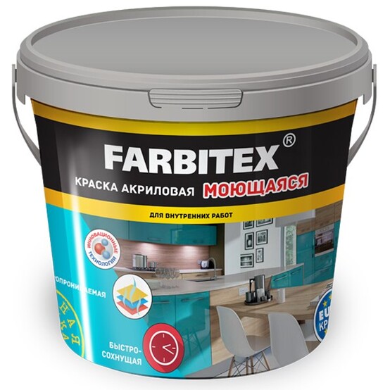 Краска интерьерная акриловая FARBITEX моющ. 6кг. (1)