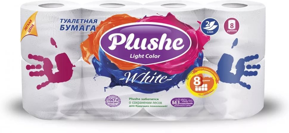 Туалетная бумага Plushe Light Color 2сл. 8рул. Shrek