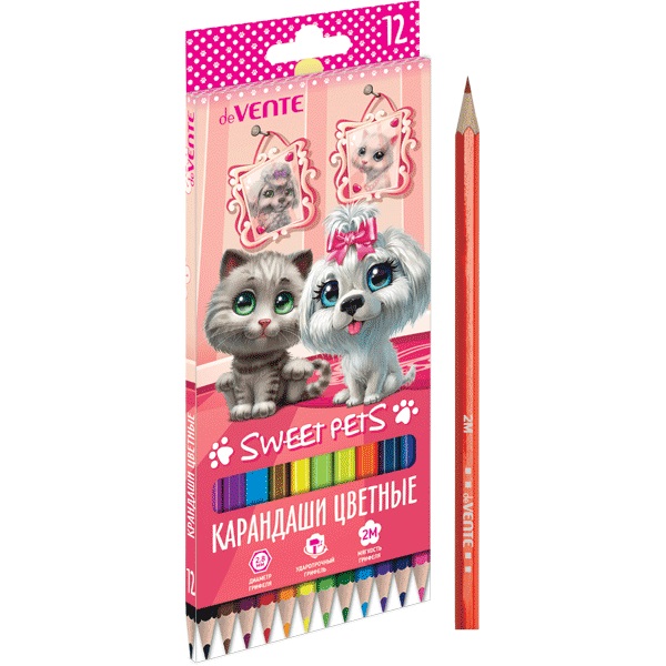 Набор цв. карандашей 12цв. deVente Sweet Pets