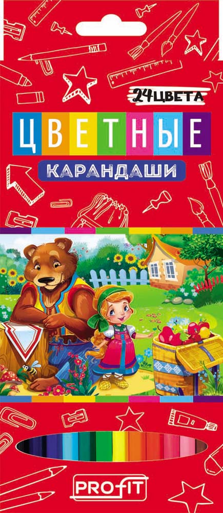 Набор цв. карандашей 24цв. TM "Profit" ЛЮБИМЫЕ СКАЗКИ пласт.