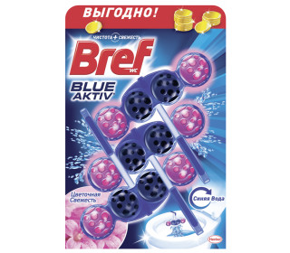 Освежитель для унитаза Bref 3*50г. шарики Blue-aktiv Цветочная свежесть