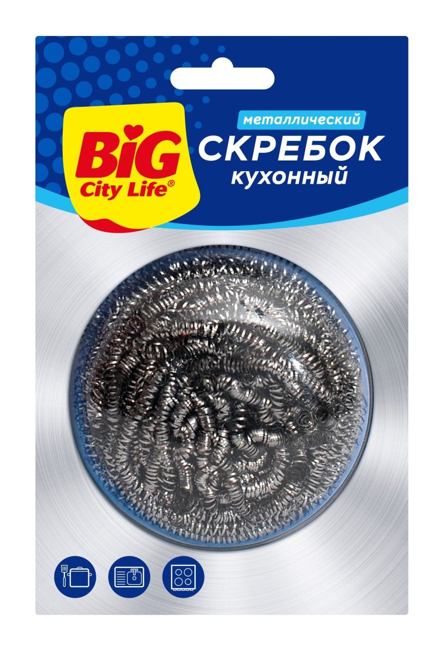 Губки д/посуды мет. 1шт. BIG City сталь