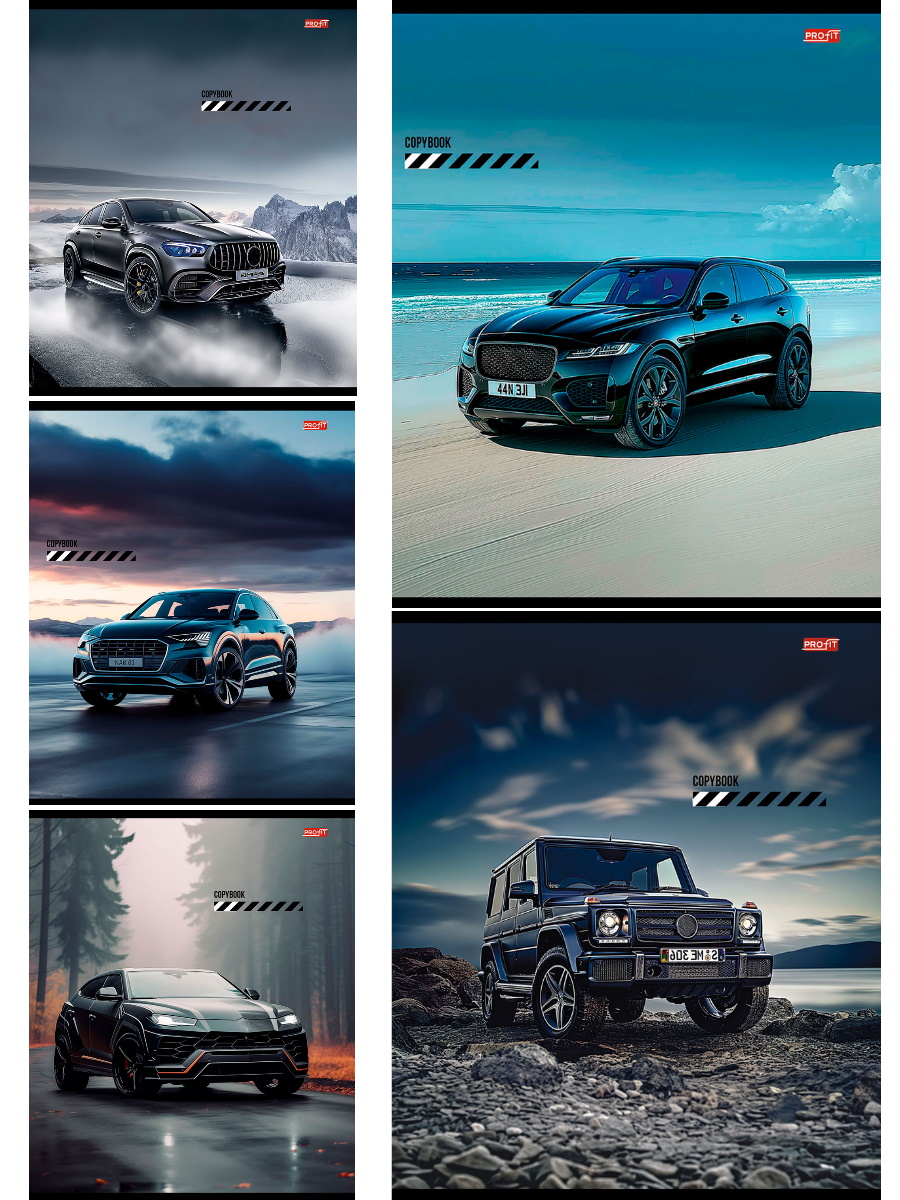 Тетрадь 48л. КЛ. TM "Profit" Микс авто-2 (100)