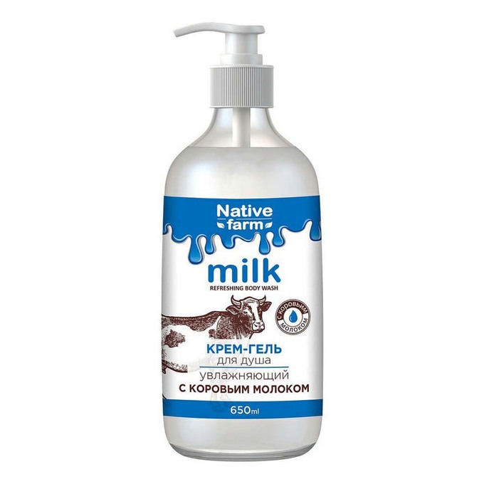 Гель для душа NATIVE FARM 650мл. Milk Увлажняющий