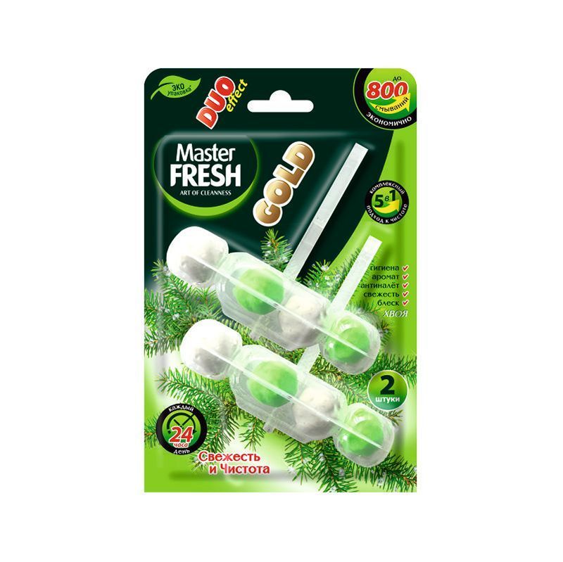 Освежитель для унитаза Master FRESH 2шт. Подвесной блок Duo Хвоя