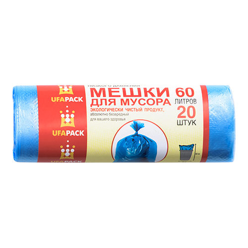 Мешок для мусора 60л./20шт. УфаПак Эконом синие 6,54мкм (35шт)