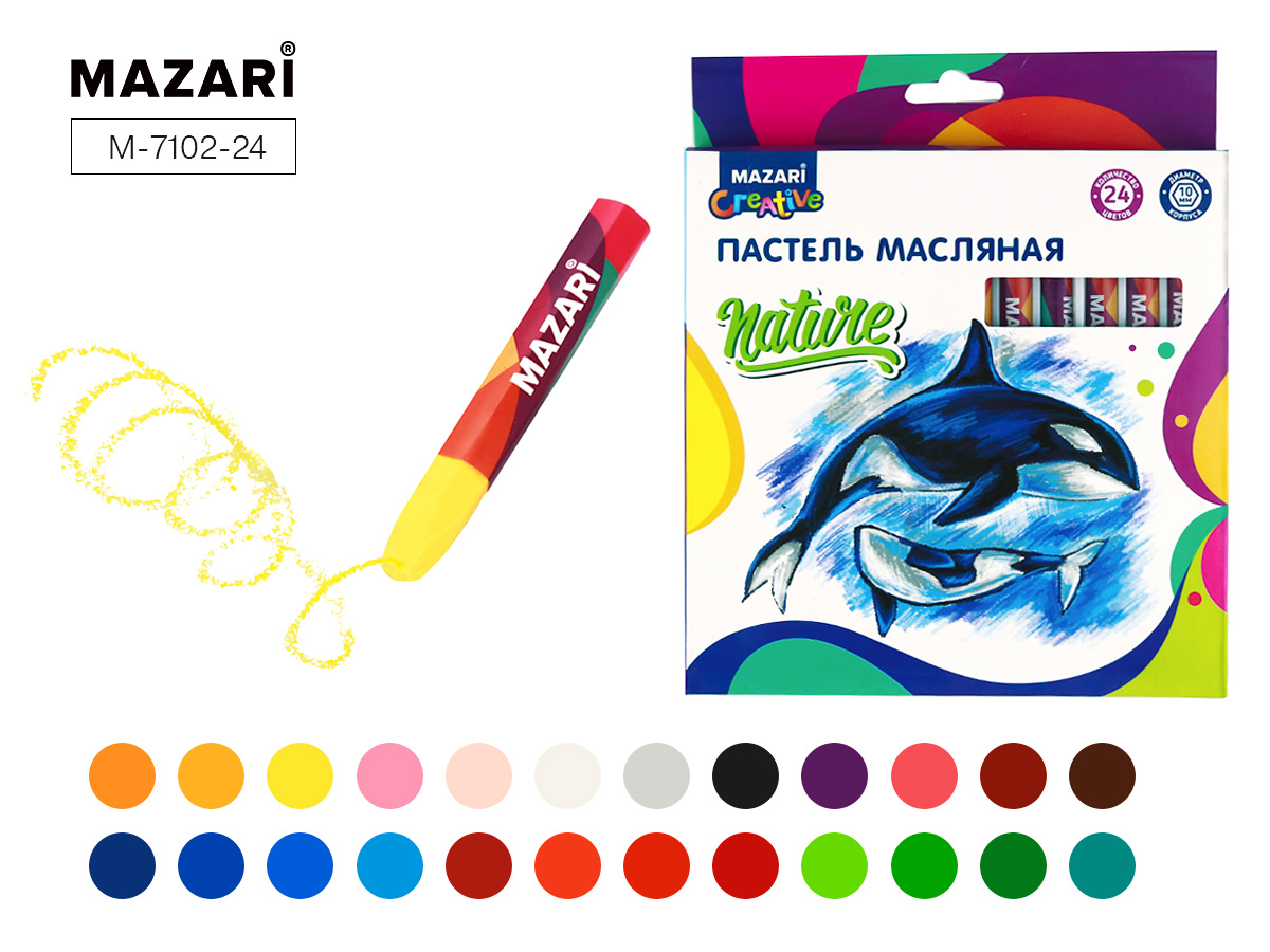 Пастель Mazari 24шт. масляная Nature