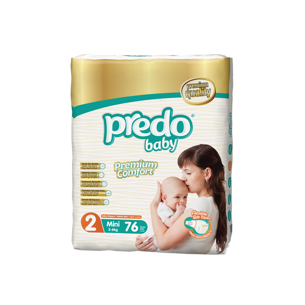 Подгузн. Predo baby --2-- 3-6кг. 76шт. Мини