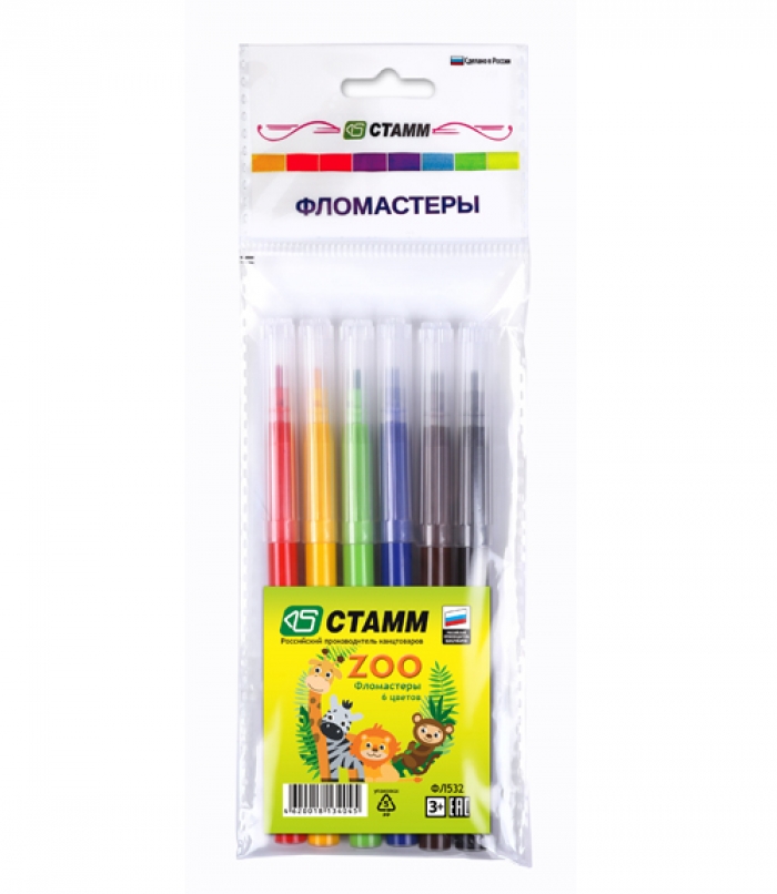 Фломастеры 6цв. Стамм ZOO