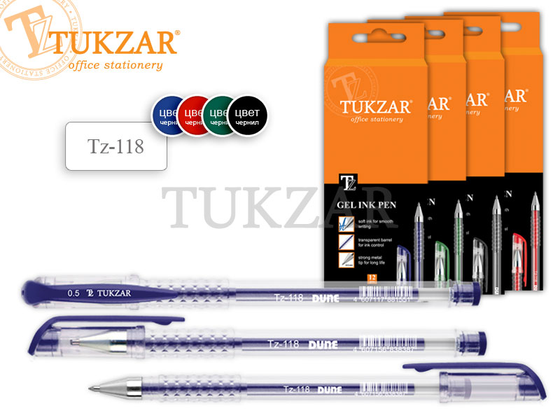 Ручка гел. синяя прозр. корп. Tukzar (уп.12шт.)