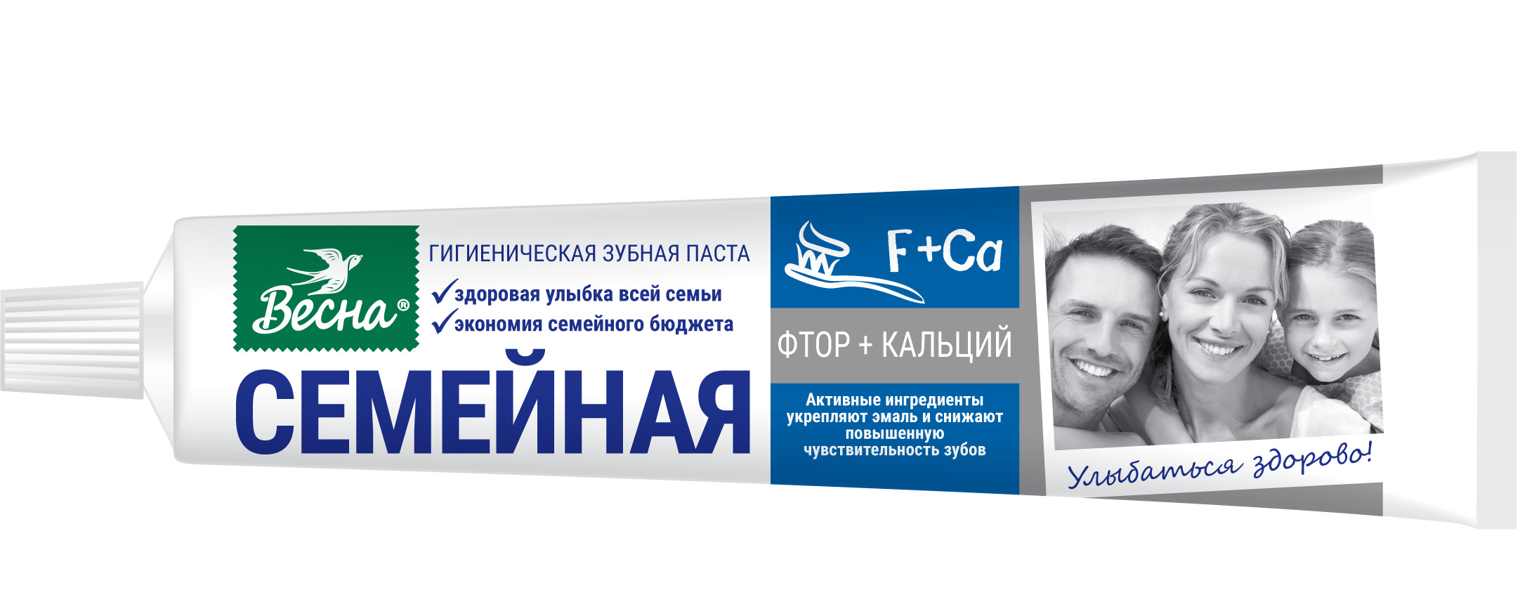 Зубн.паста Весна 90г. Семейная Фтор+кальций 8097 (48)