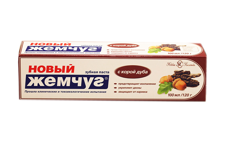 Зубн.паста Новый жемчуг 100мл. Кора дуба в/ф (32)