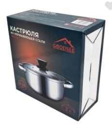 Кастрюля 2л. Нерж. GOODSEE стекл. крыш. 18см