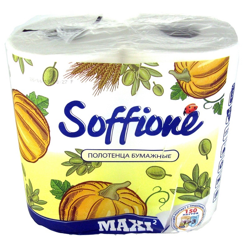 Полотенце бумажное Soffione 2-сл. Макси 34,5м. 2рул.