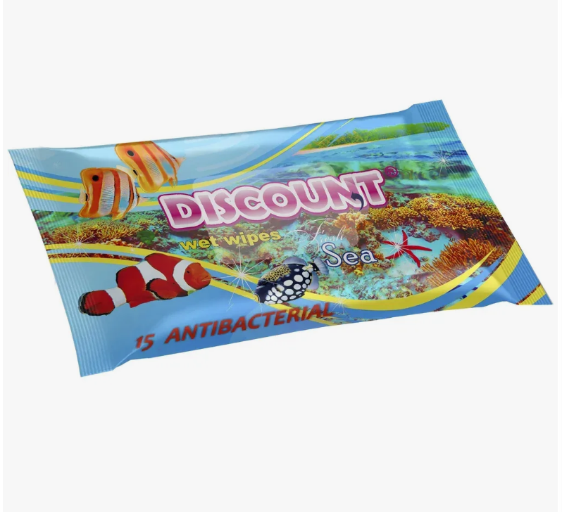 Салфетки влажные 15шт. Discount Морская свежесть (152)