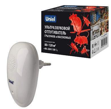 Отпугиватель грызунов/тараканов/комаров Uniel до 120м 220В 5,5W 50кГц