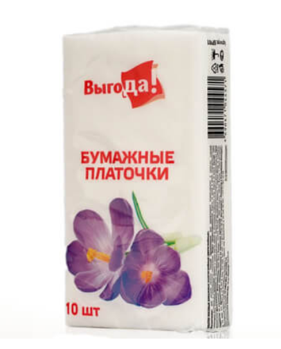 Платочки Выгода 10*10шт. 2-сл. (340)